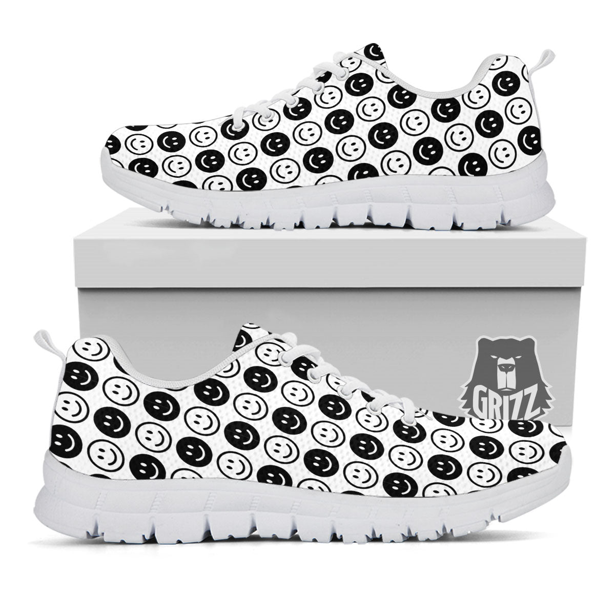 Emoji Funny Print Pattern White Sneaker-grizzshop