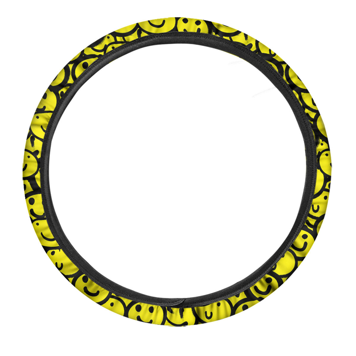 Emoji Graffiti Happy Print Pattern Car Steering Wheel Cover-grizzshop