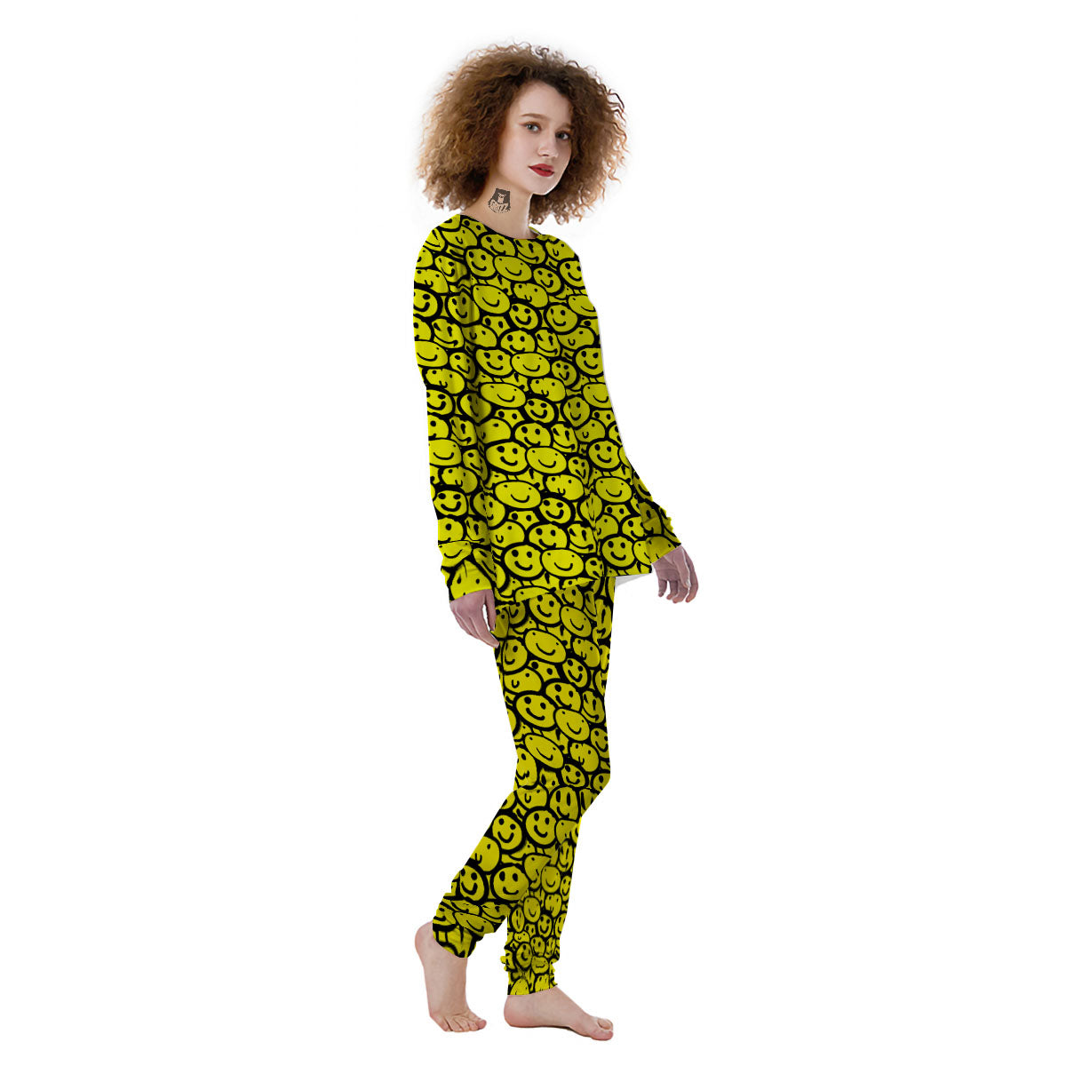 Emoji Graffiti Happy Print Pattern Women's Pajamas-grizzshop