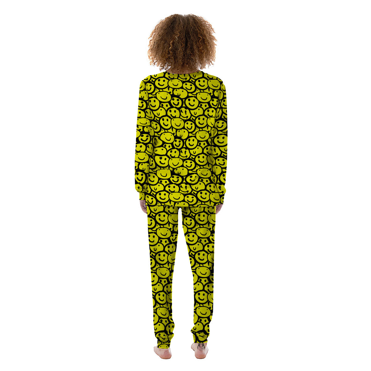 Emoji Graffiti Happy Print Pattern Women's Pajamas-grizzshop