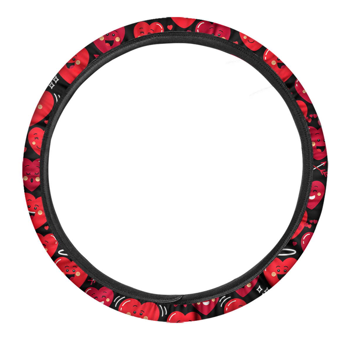 Emoji Hearts Print Pattern Car Steering Wheel Cover-grizzshop