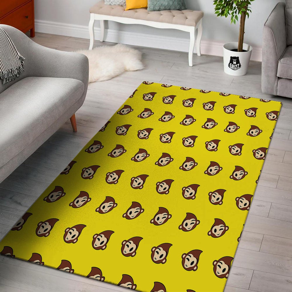 Emoji Monkey Print Pattern Floor Mat-grizzshop