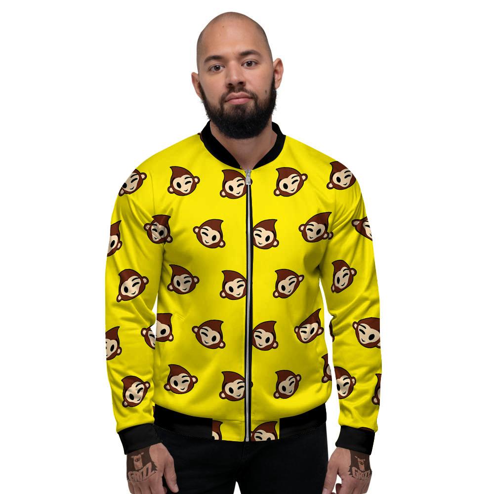 Emoji Monkey Print Pattern Men's Bomber Jacket-grizzshop