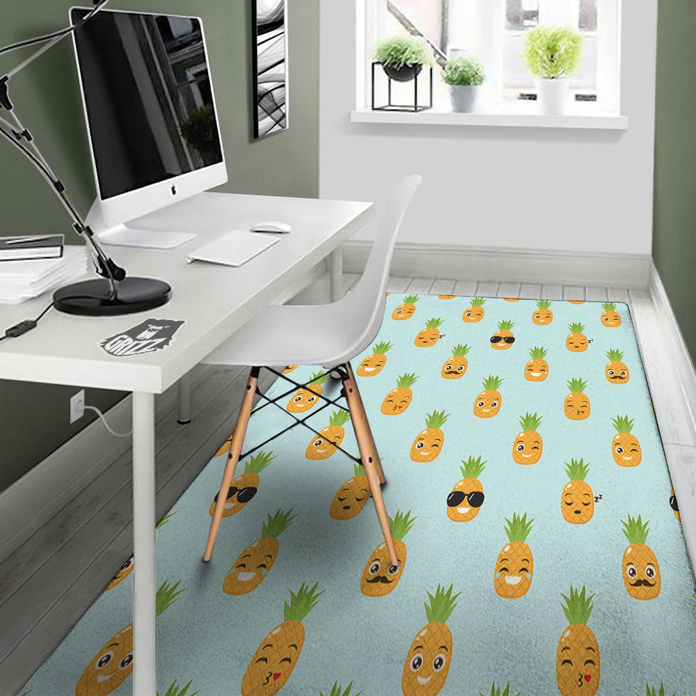 Emoji Pineapple Print Pattern Floor Mat-grizzshop
