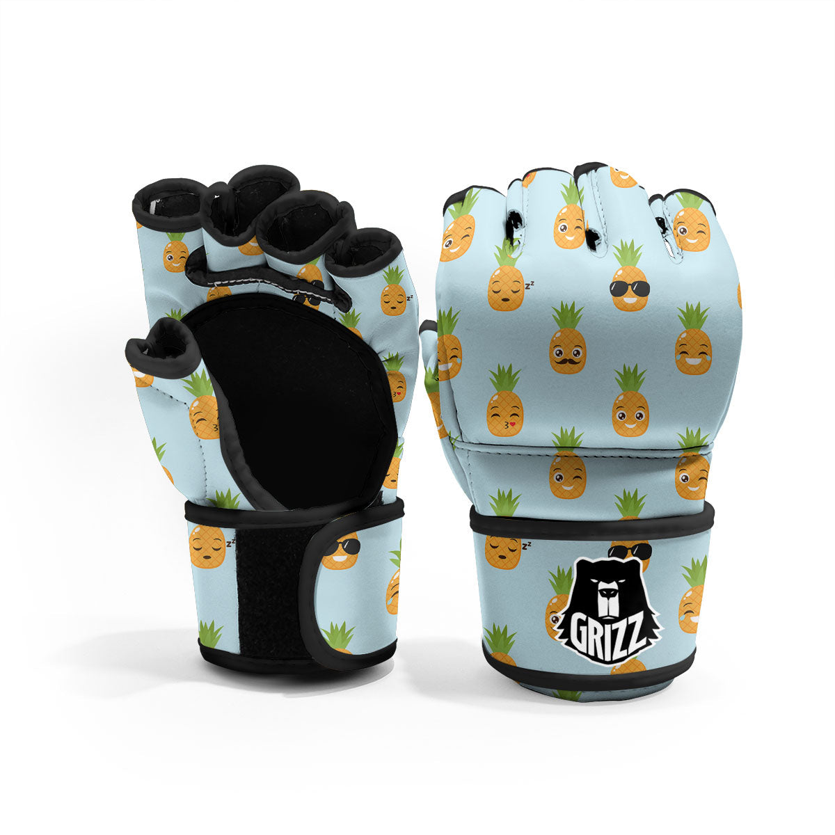 Emoji Pineapple Print Pattern MMA Gloves-grizzshop