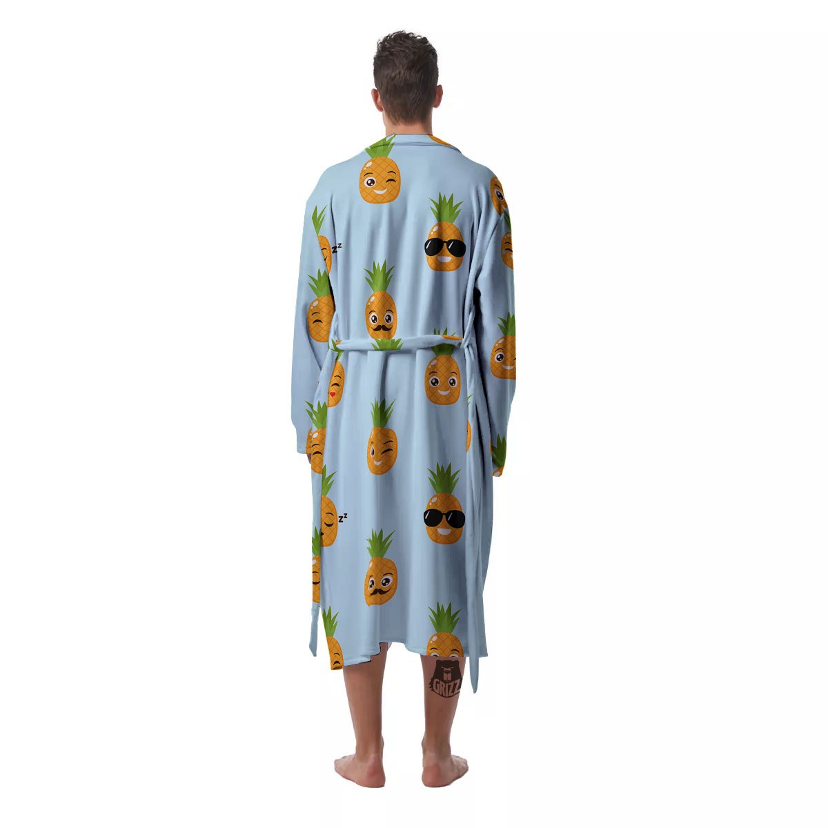 Emoji Pineapple Print Pattern Men's Robe-grizzshop