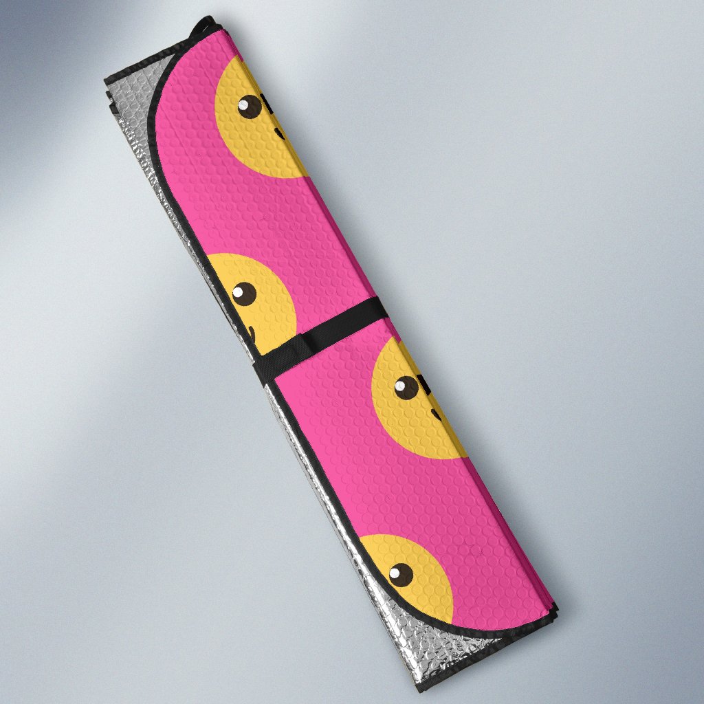 Emoji Pink Pattern Print Car Sun Shade-grizzshop