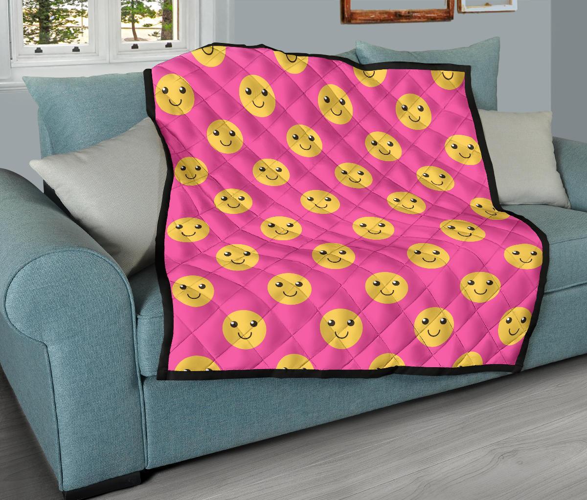 Emoji Pink Pattern Print Quilt-grizzshop