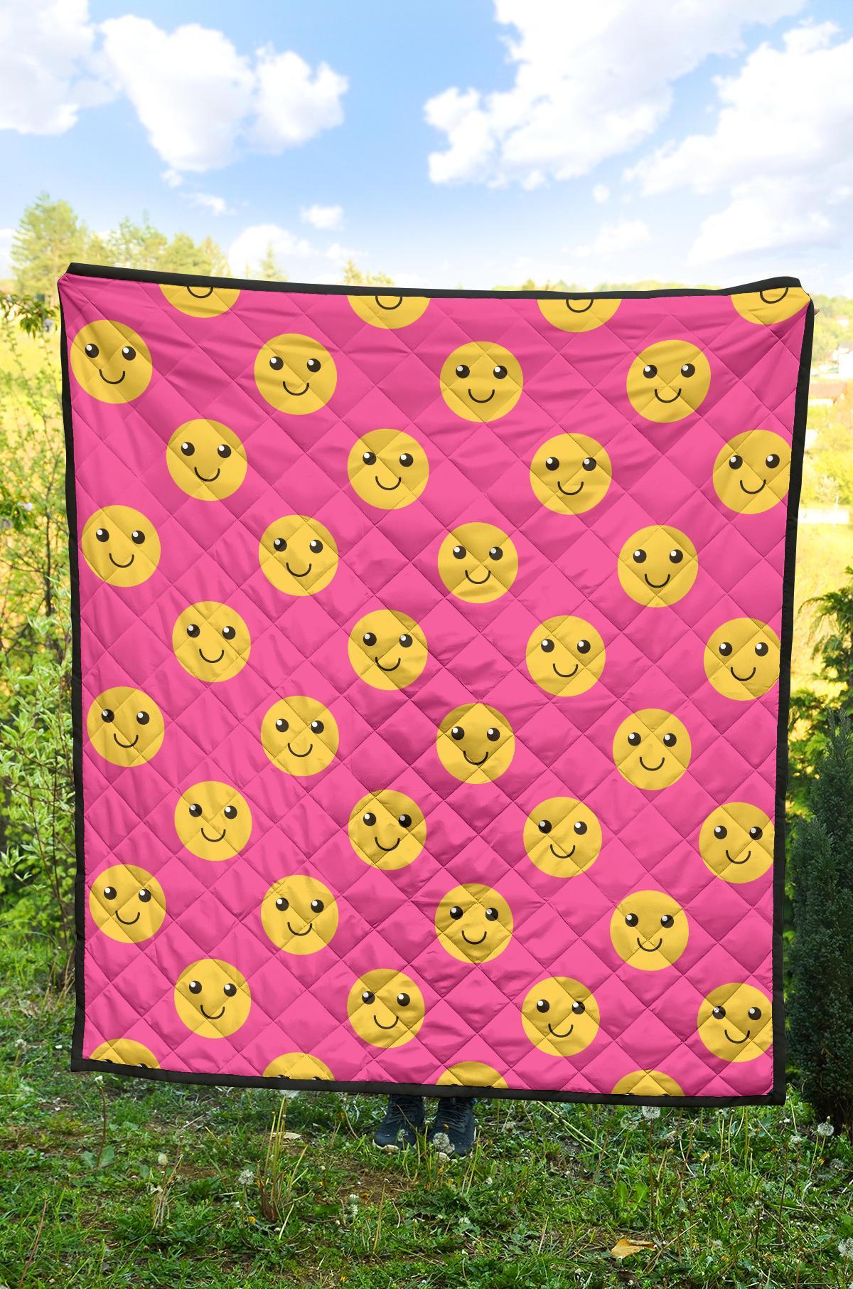 Emoji Pink Pattern Print Quilt-grizzshop