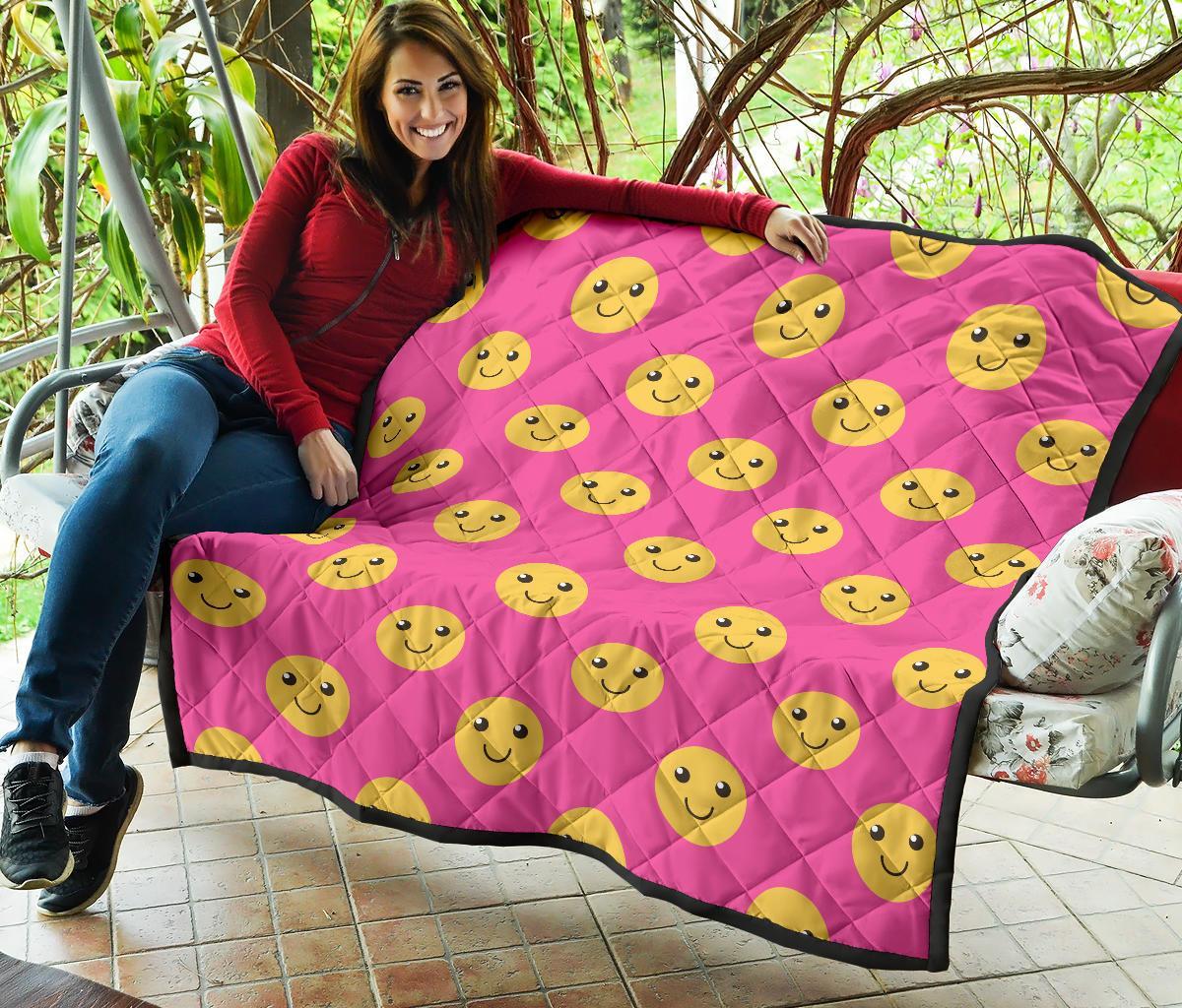 Emoji Pink Pattern Print Quilt-grizzshop