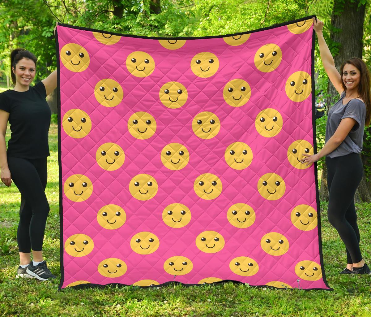 Emoji Pink Pattern Print Quilt-grizzshop