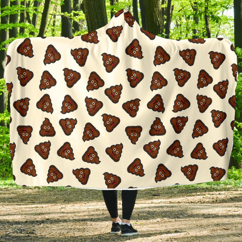Emoji Poop Pattern Print Hooded Blanket-grizzshop