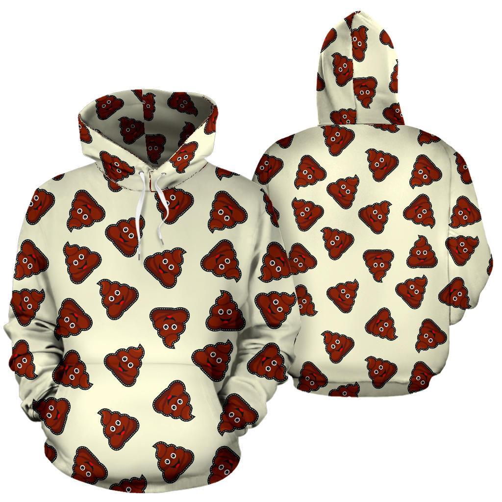 Emoji Poop Pattern Print Men Women Pullover Hoodie-grizzshop