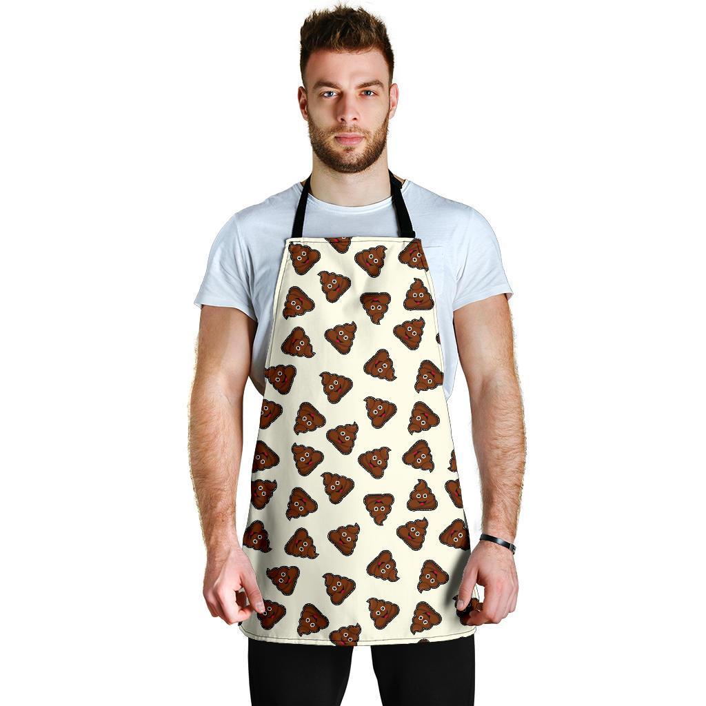 Emoji Poop Pattern Print Men's Apron-grizzshop