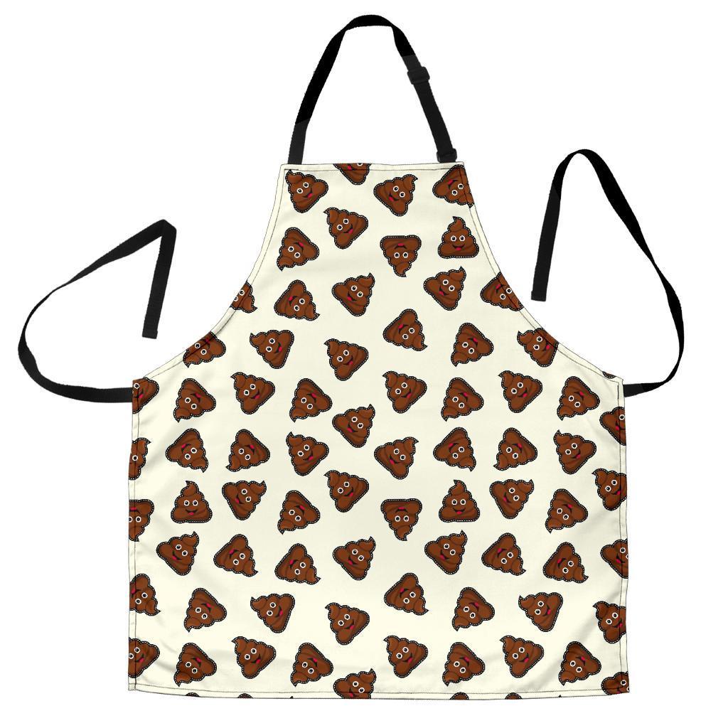 Emoji Poop Pattern Print Men's Apron-grizzshop