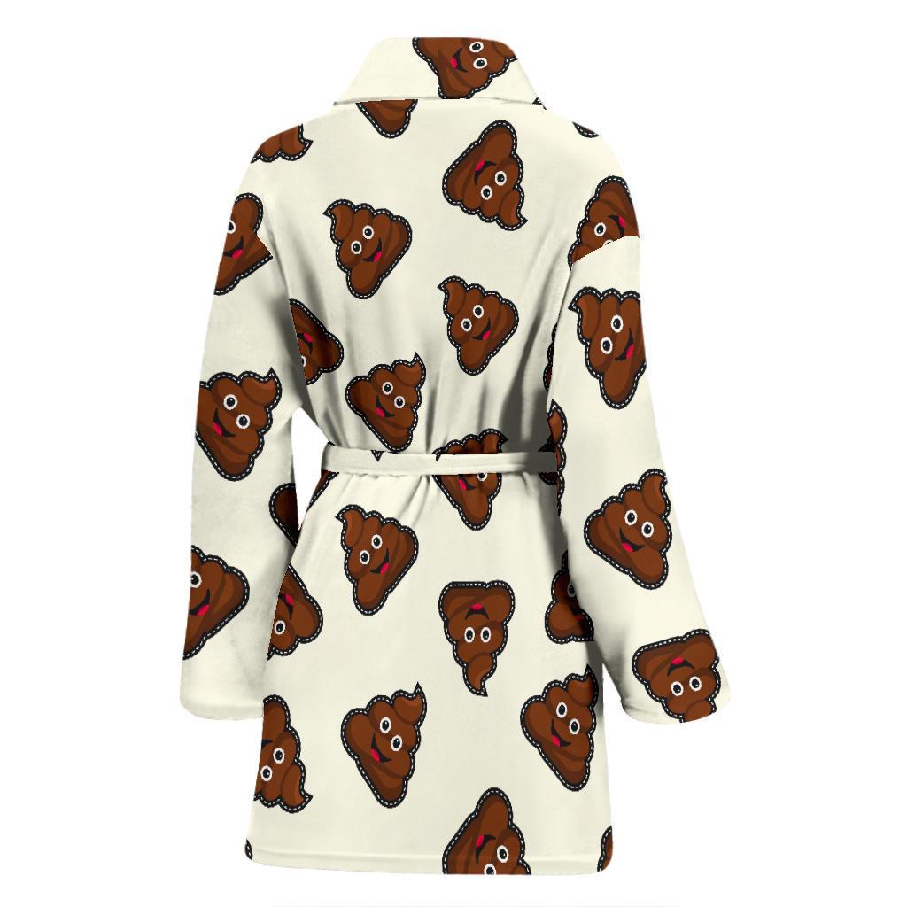 Emoji Poop Pattern Print Women Long Robe-grizzshop