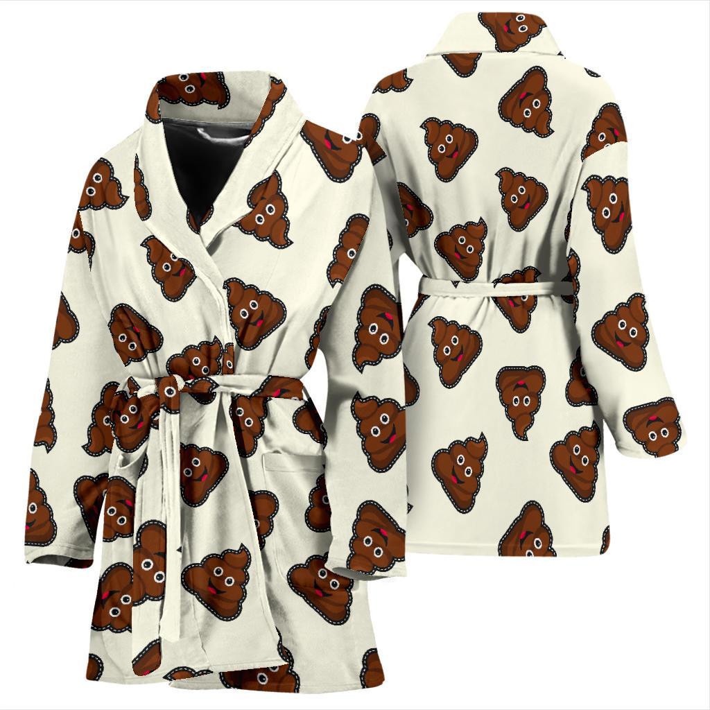 Emoji Poop Pattern Print Women Long Robe-grizzshop