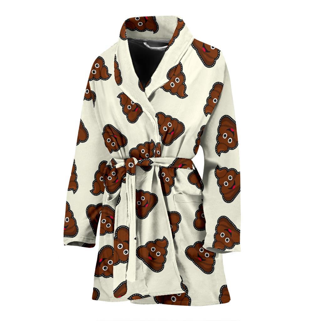 Emoji Poop Pattern Print Women Long Robe-grizzshop