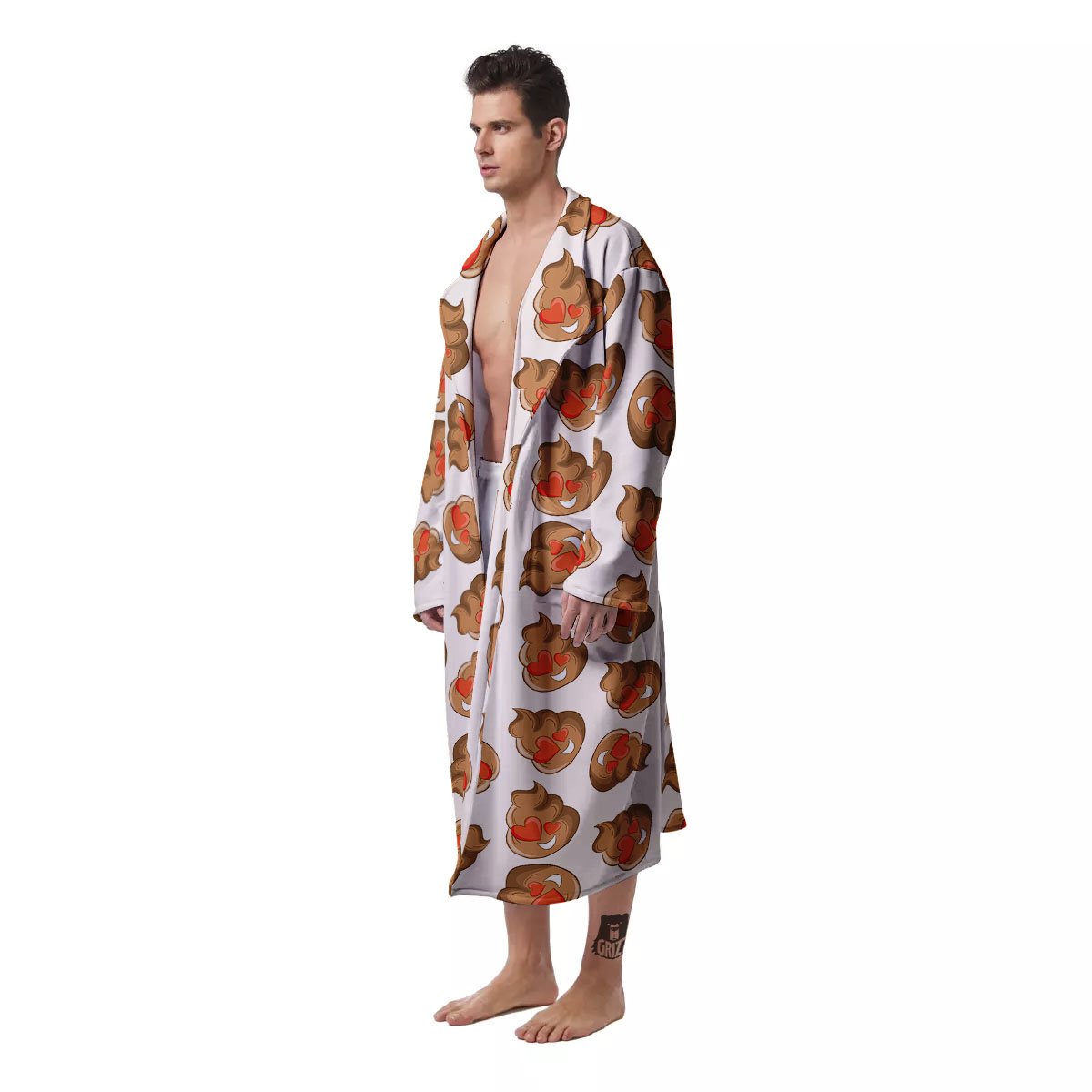 Emoji Poop Print Pattern Men's Robe-grizzshop