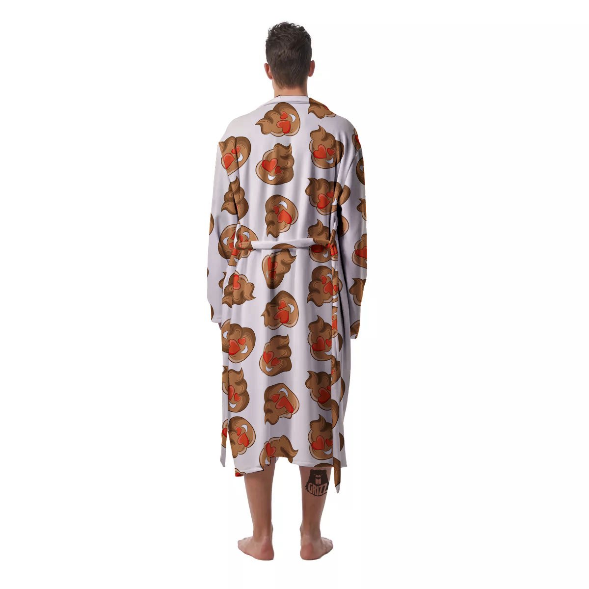 Emoji Poop Print Pattern Men's Robe-grizzshop