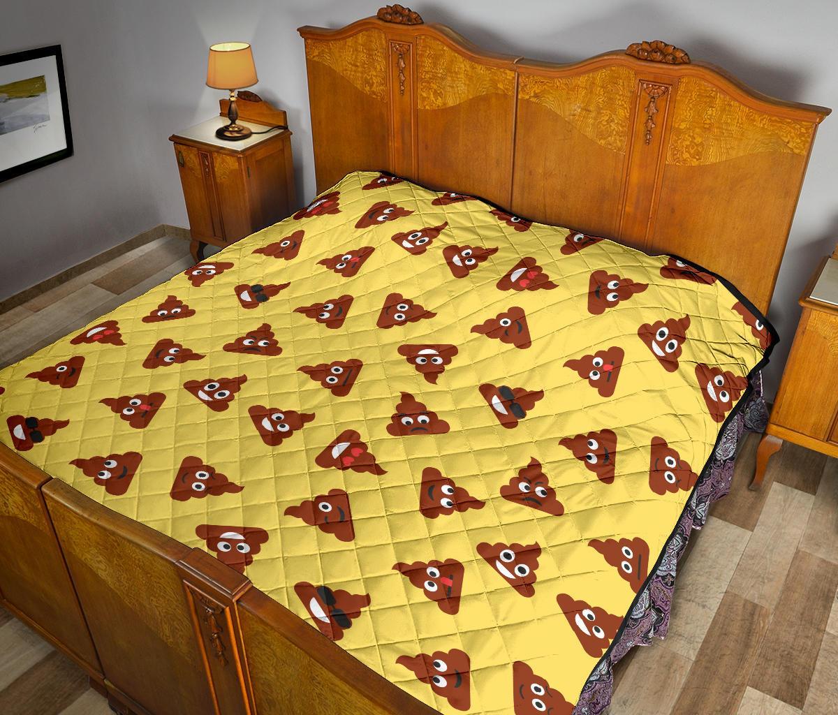Emoji Poop Print Pattern Quilt-grizzshop
