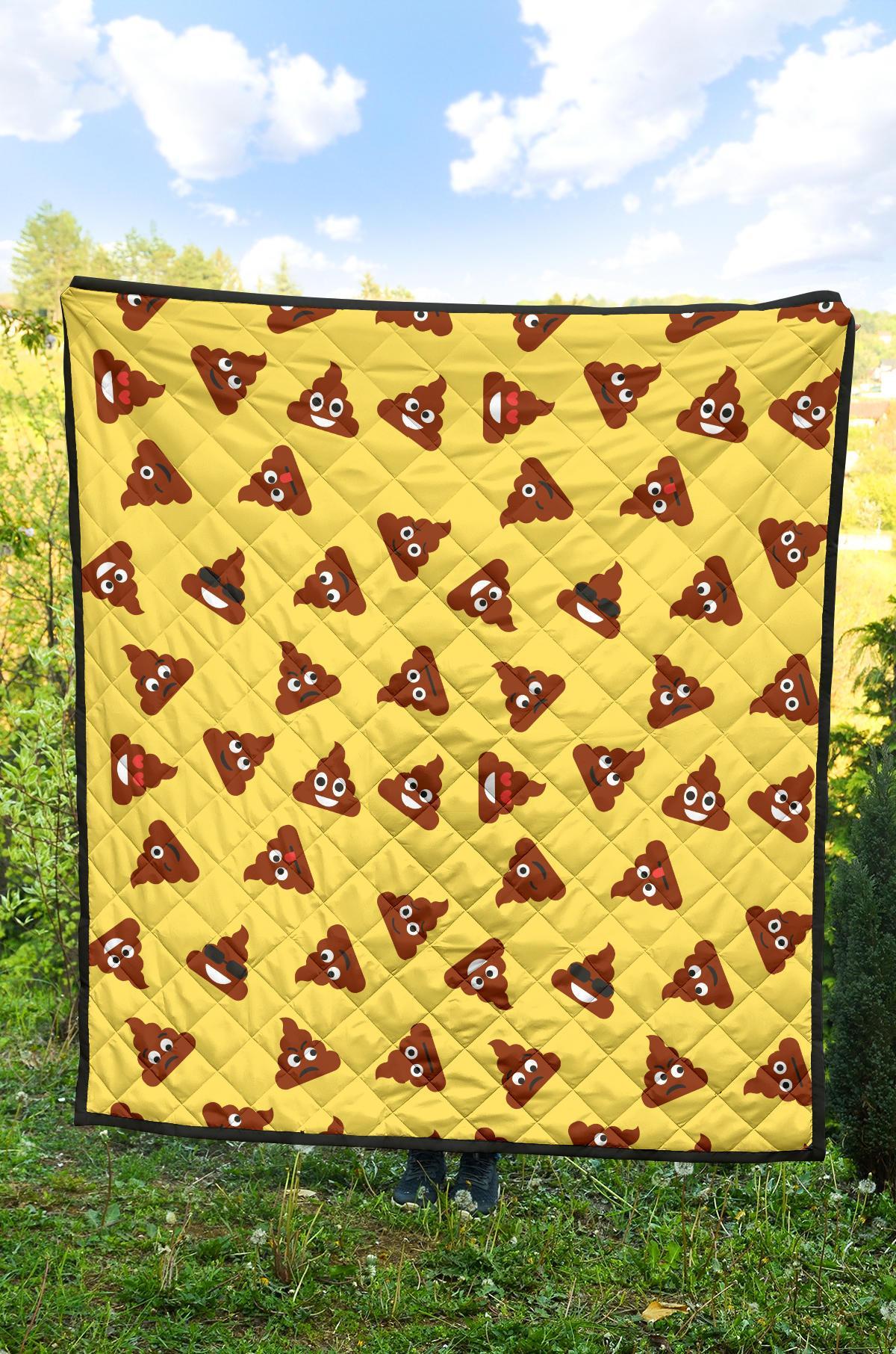 Emoji Poop Print Pattern Quilt-grizzshop