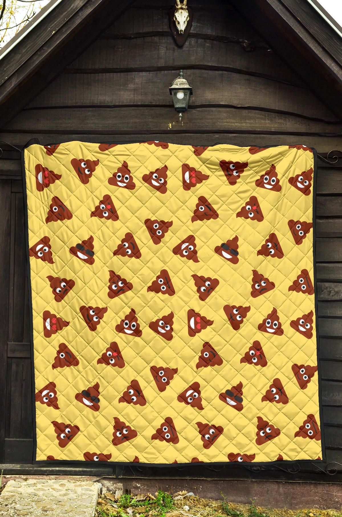 Emoji Poop Print Pattern Quilt-grizzshop