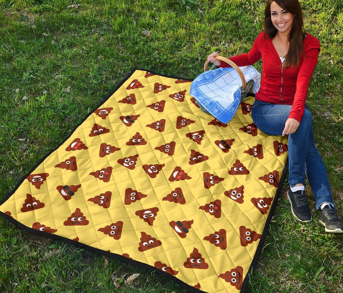 Emoji Poop Print Pattern Quilt-grizzshop