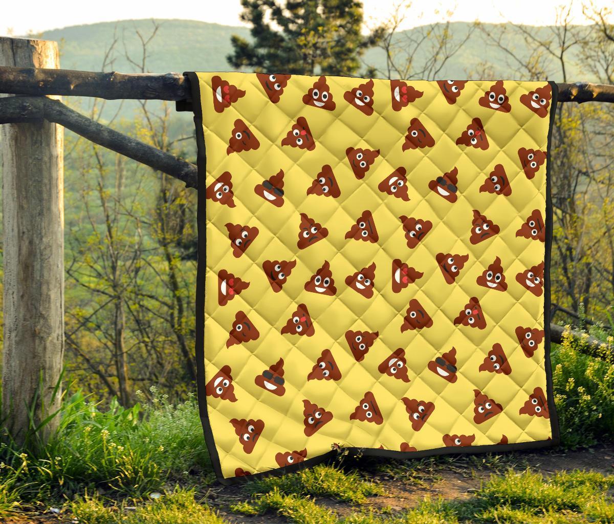 Emoji Poop Print Pattern Quilt-grizzshop