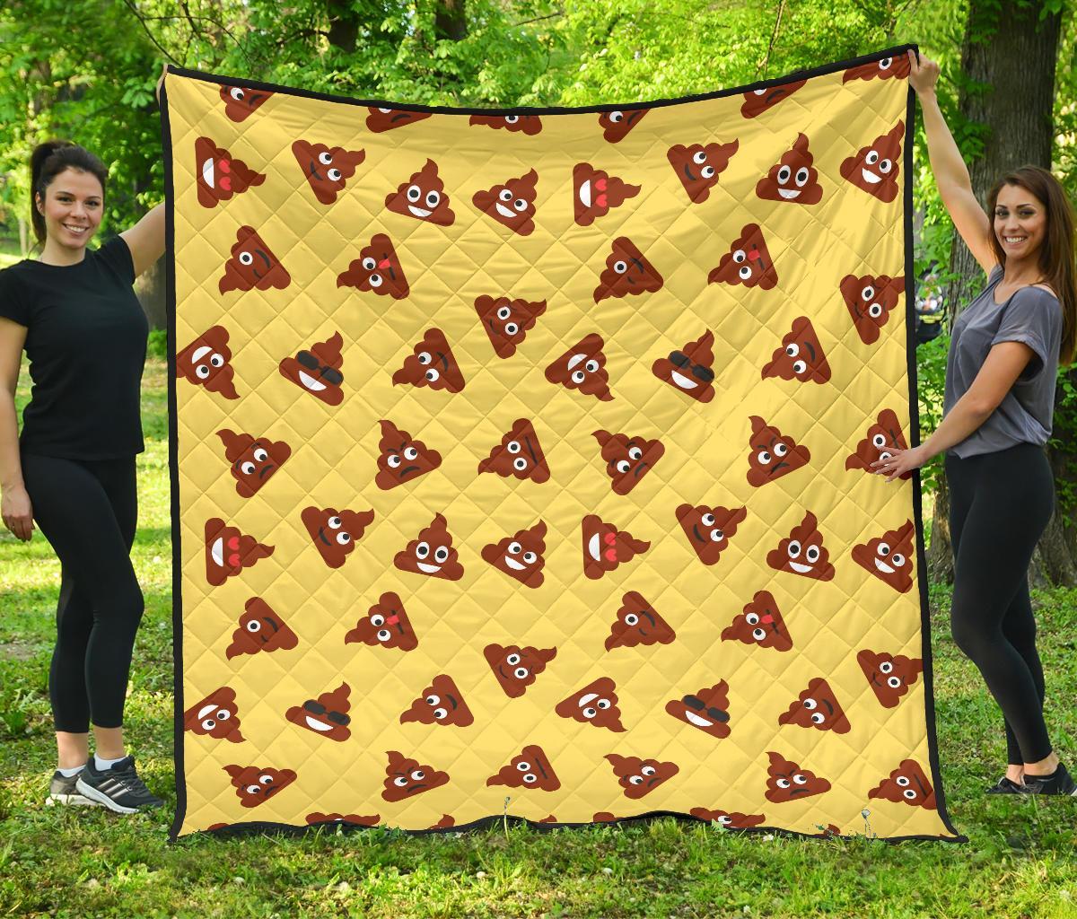 Emoji Poop Print Pattern Quilt-grizzshop