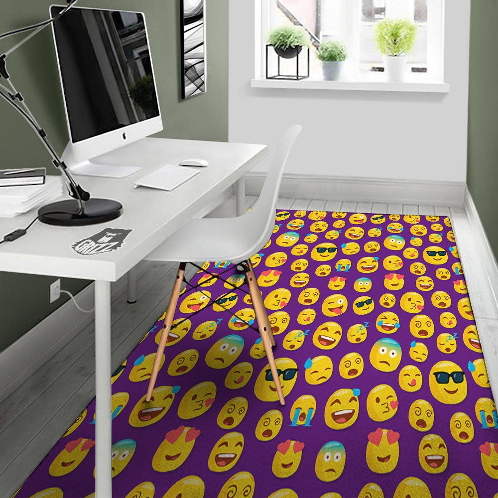 Emoji Purple Print Pattern Floor Mat-grizzshop