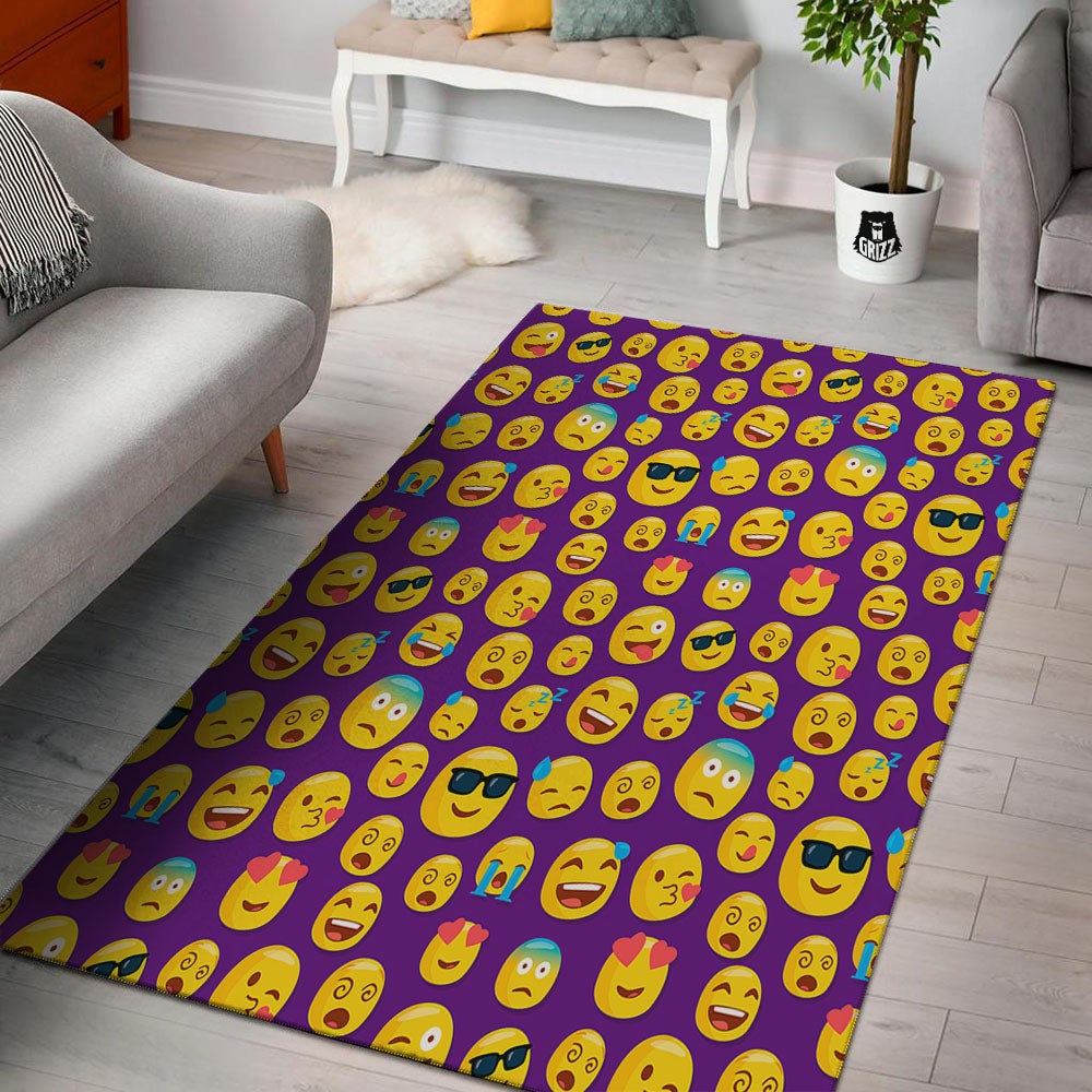 Emoji Purple Print Pattern Floor Mat-grizzshop