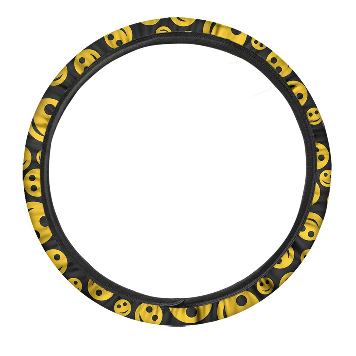 Emoji Smiley Faces Print Pattern Car Steering Wheel Cover-grizzshop
