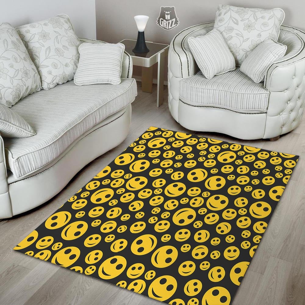 Emoji Smiley Faces Print Pattern Floor Mat-grizzshop