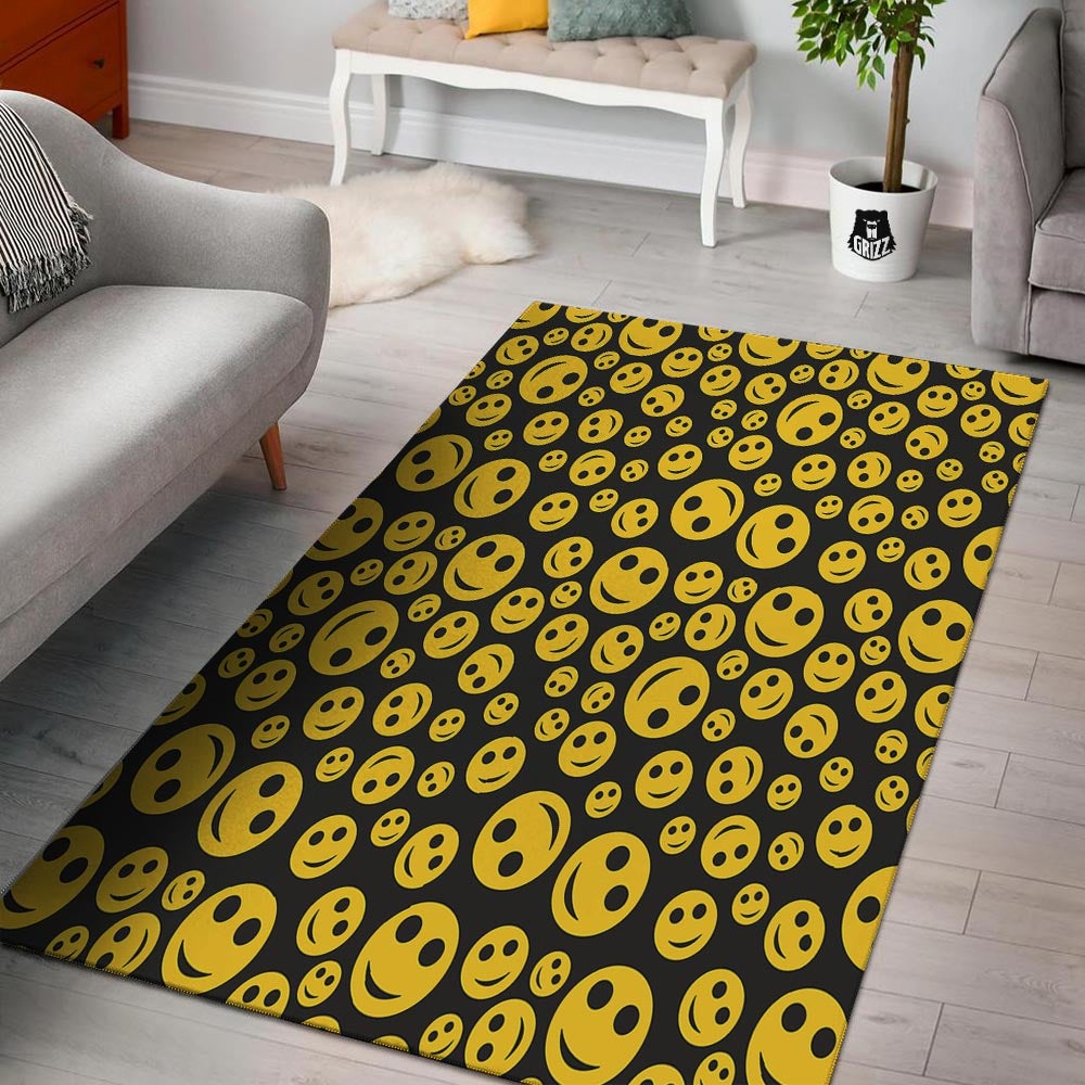 Emoji Smiley Faces Print Pattern Floor Mat-grizzshop