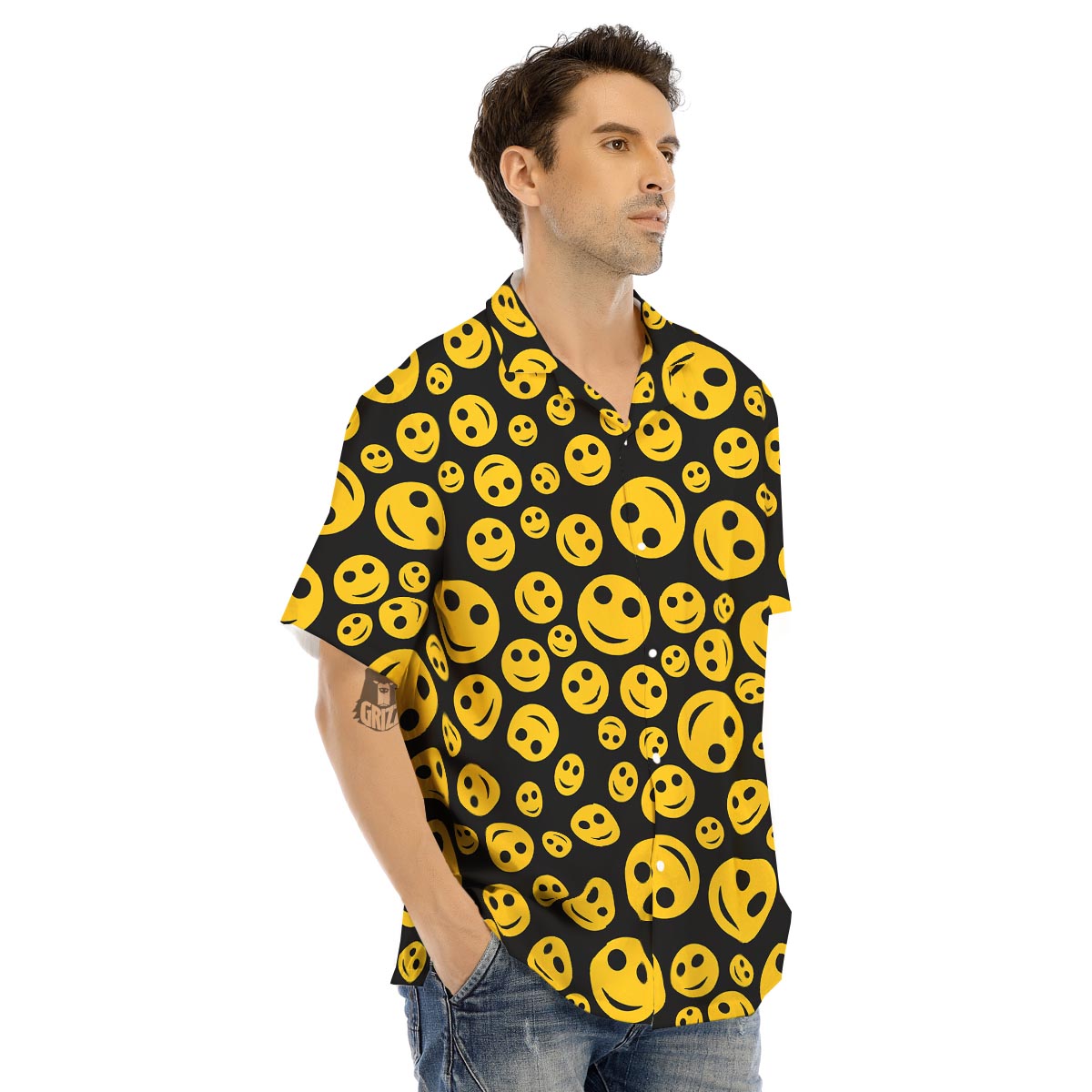 Emoji Smiley Faces Print Pattern Men's Hawaiian Shirt-grizzshop