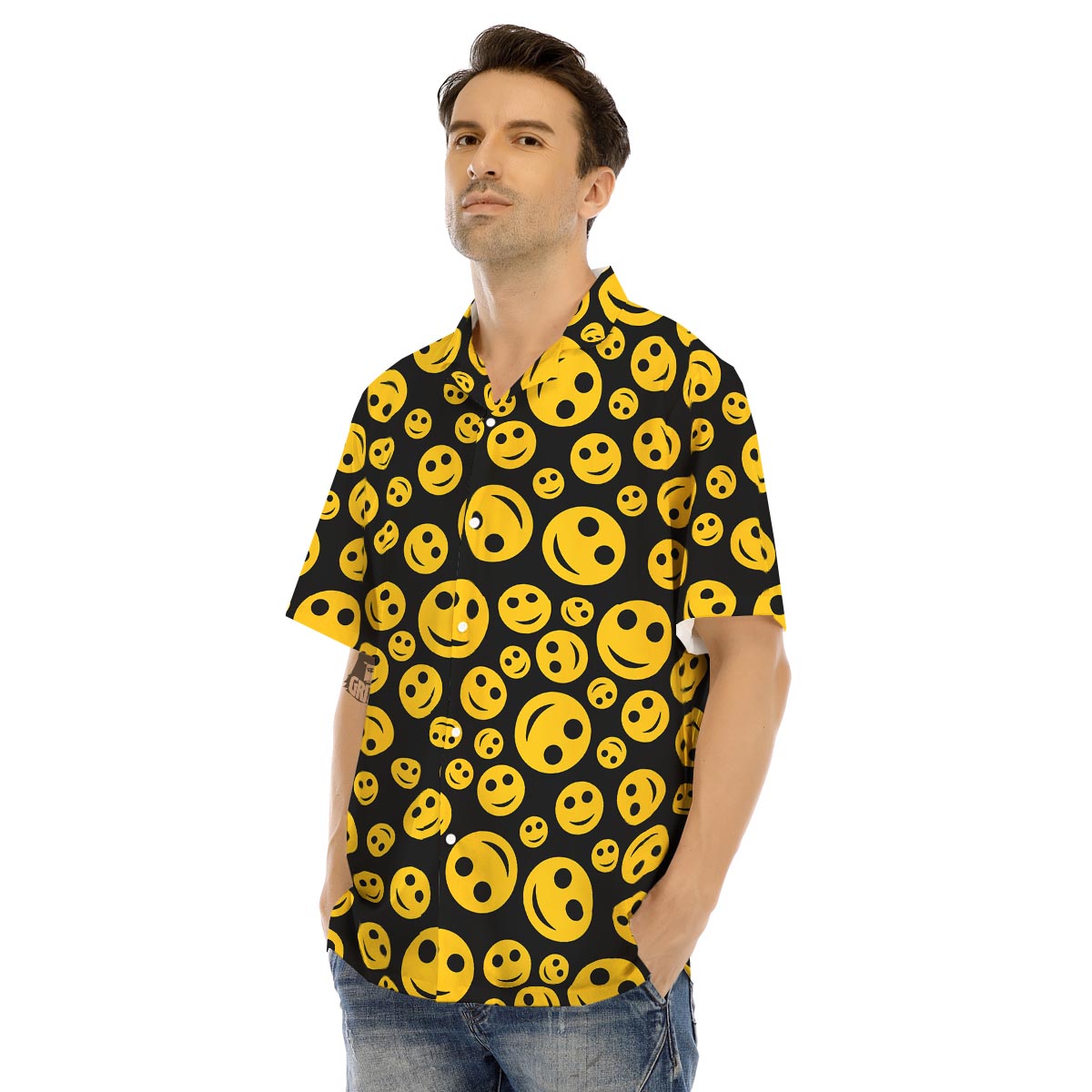 Emoji Smiley Faces Print Pattern Men's Hawaiian Shirt-grizzshop