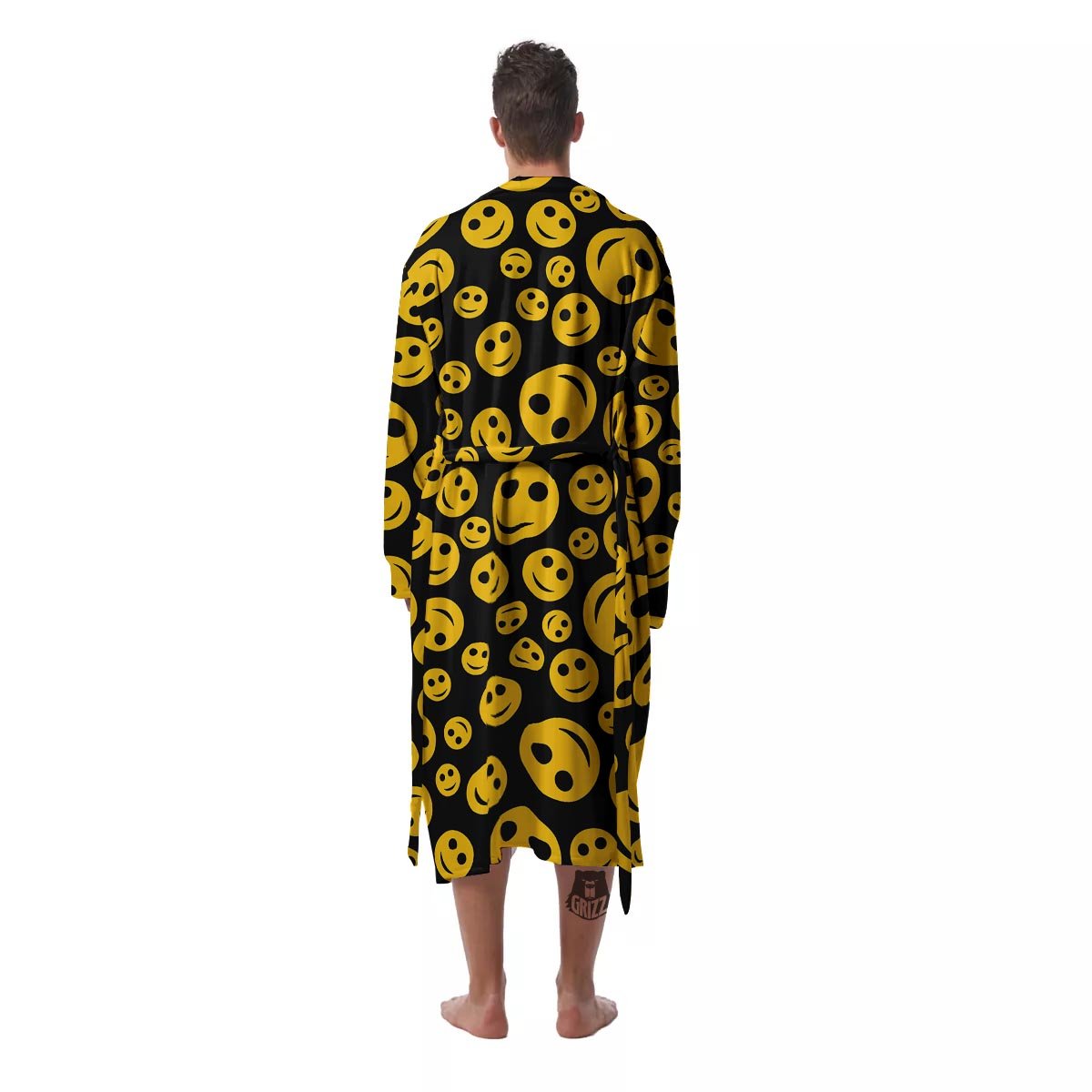 Emoji Smiley Faces Print Pattern Men's Robe-grizzshop