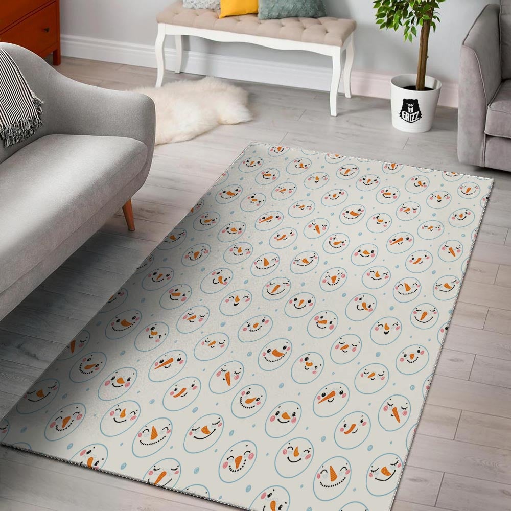 Emoji Snowman Print Pattern Floor Mat-grizzshop