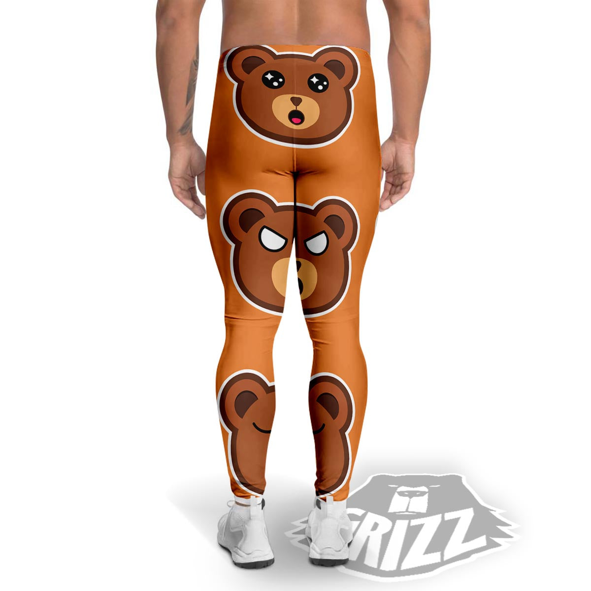 Emoji Teddy Bear Print Men's Leggings-grizzshop