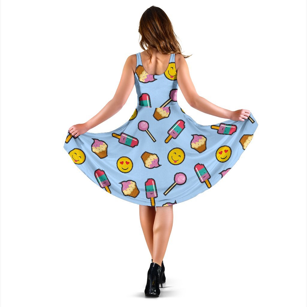 Emoji Dessert Pattern Print Dress-grizzshop
