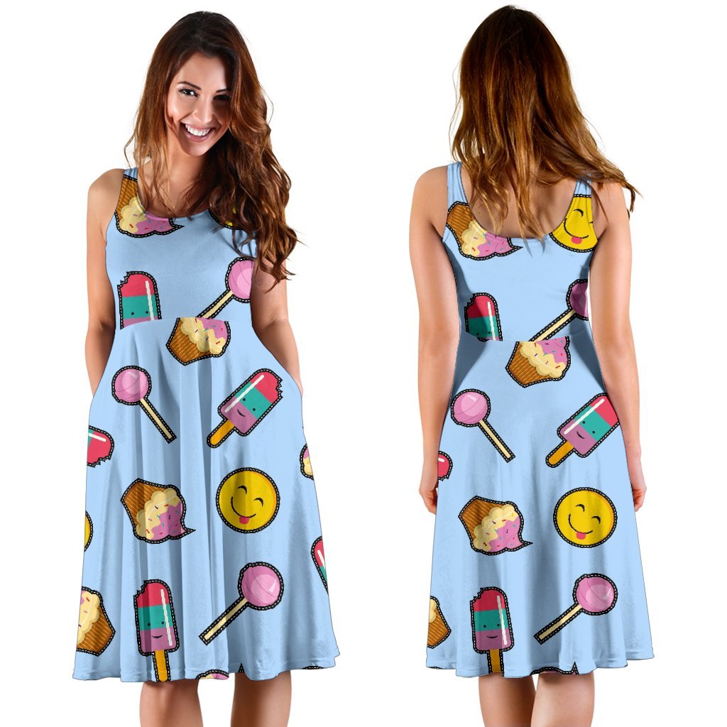 Emoji Dessert Pattern Print Dress-grizzshop