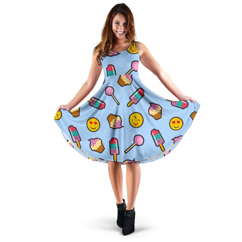 Emoji Dessert Pattern Print Dress-grizzshop