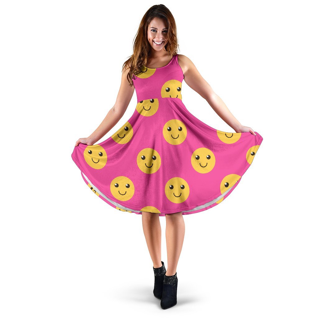 Emoji Pink Pattern Print Dress-grizzshop