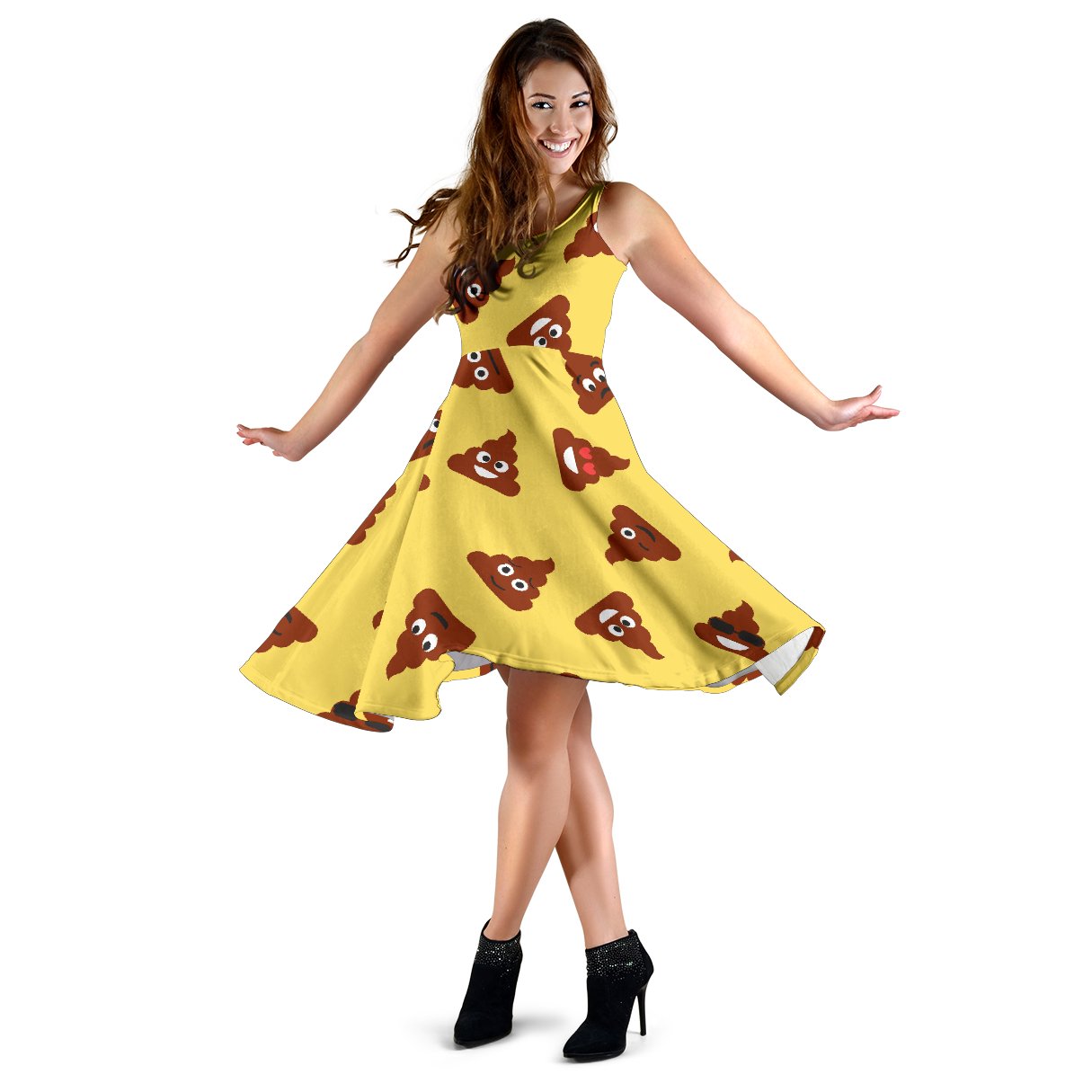 Emoji Poop Print Pattern Dress-grizzshop