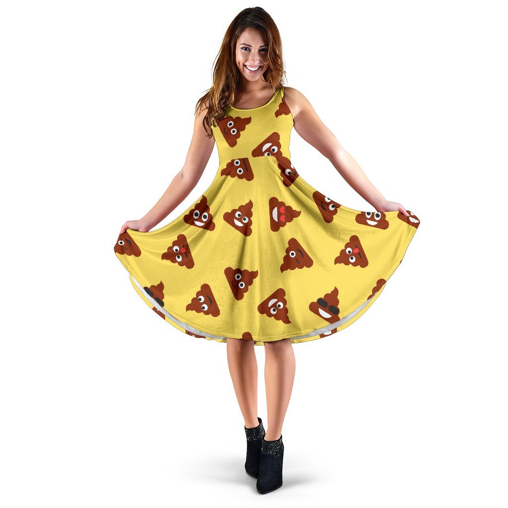 Emoji Poop Print Pattern Dress-grizzshop