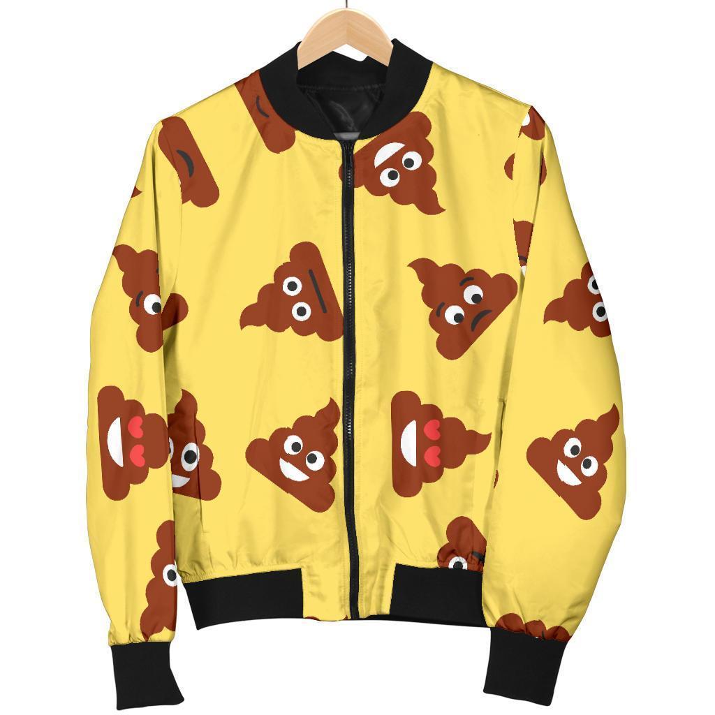 Emoji Poop Print Pattern Women Casual Bomber Jacket-grizzshop