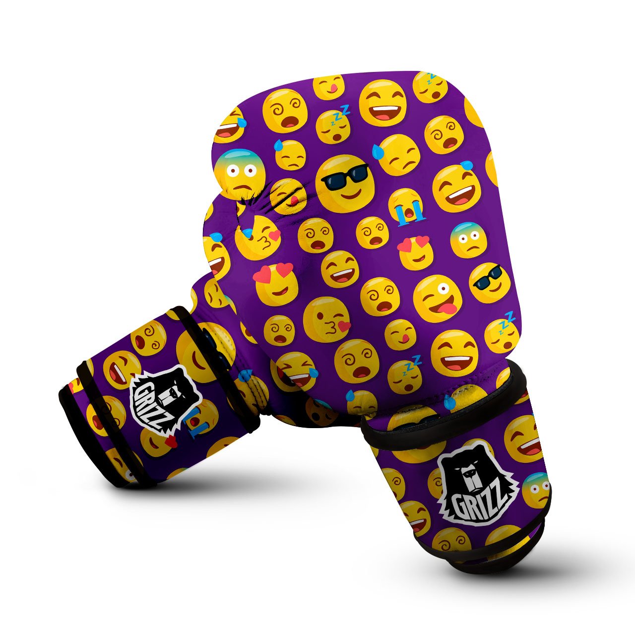 Emoji Purple Print Pattern Boxing Gloves-grizzshop