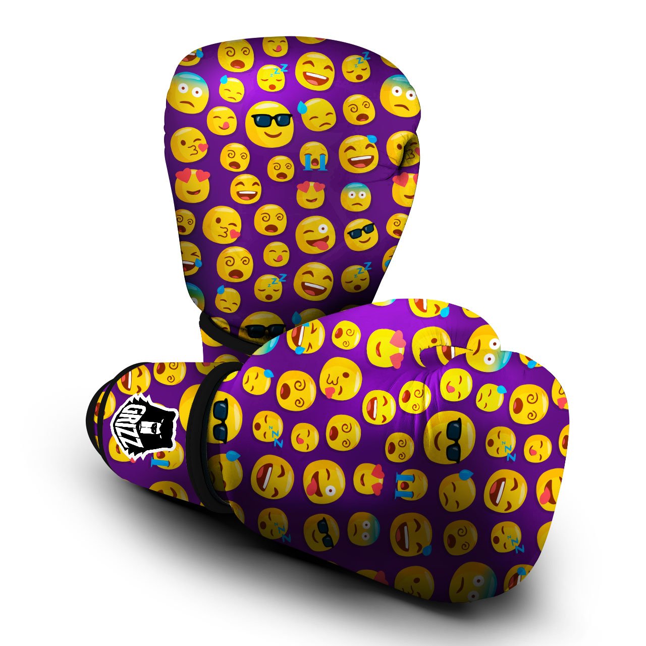 Emoji Purple Print Pattern Boxing Gloves-grizzshop