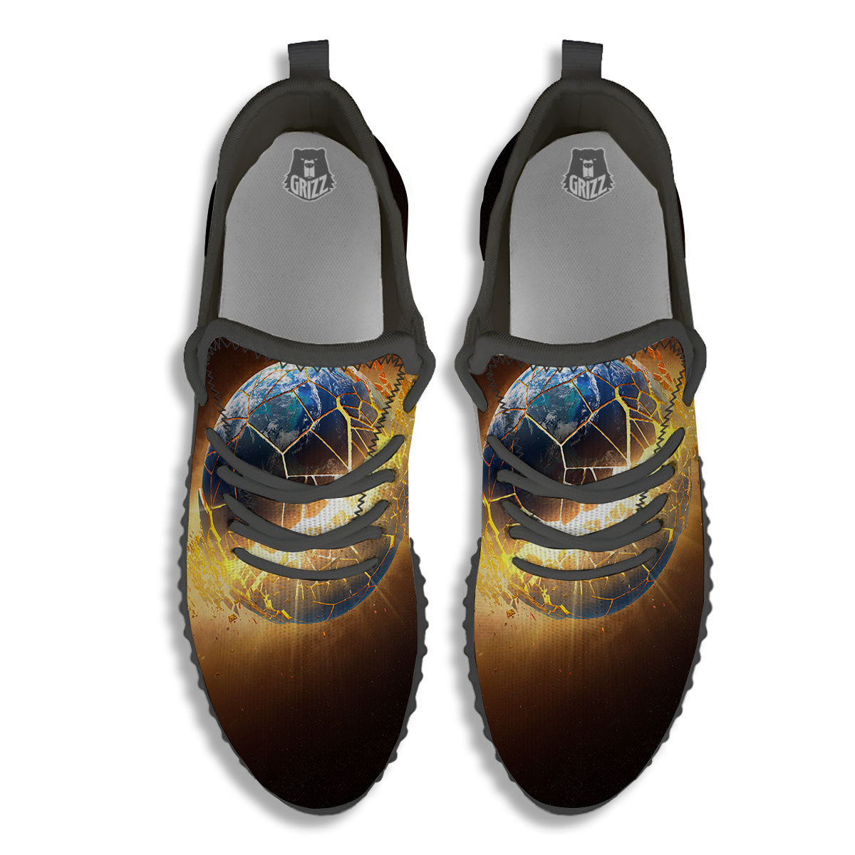 End Of The Earth Print Black Walking Shoes-grizzshop